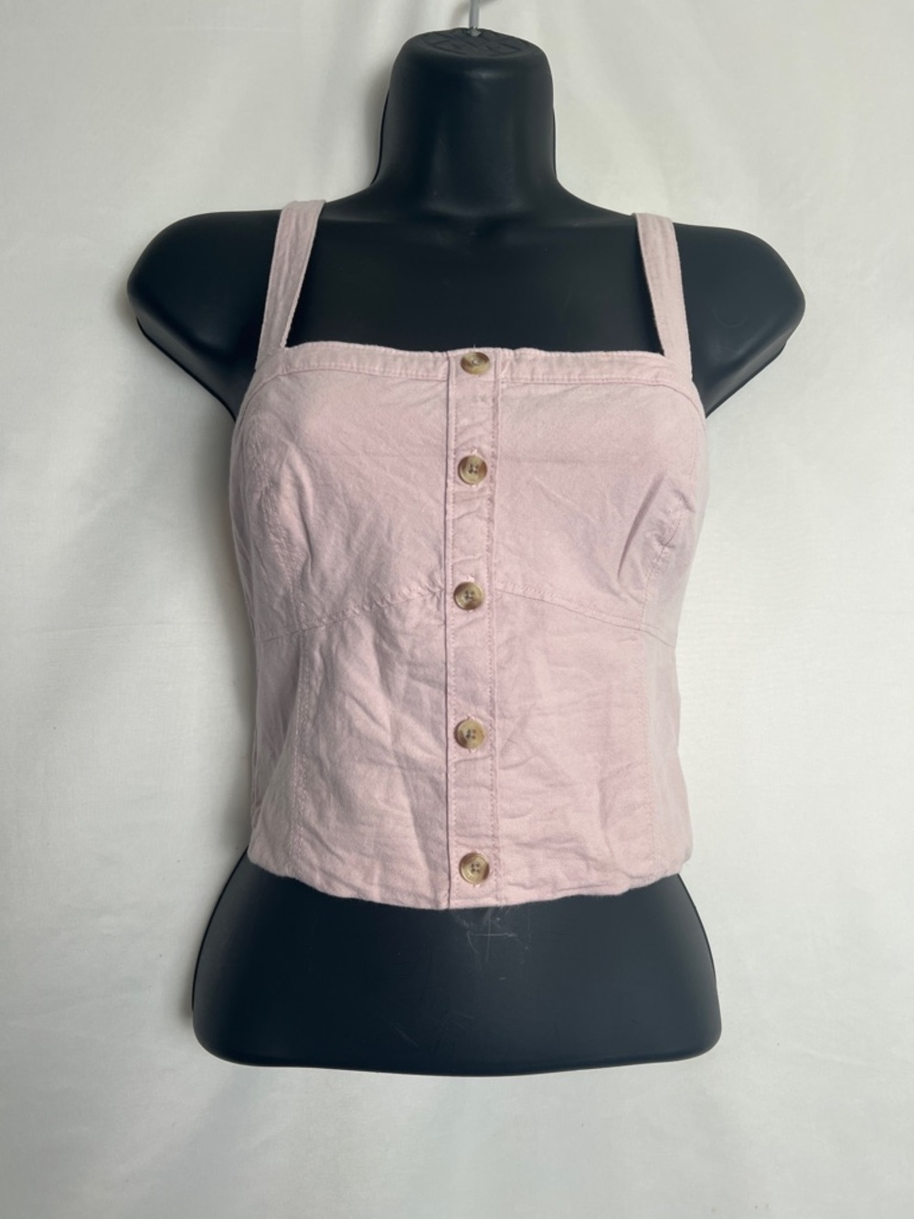 Abercrombie & Fitch Light Pink Button-Front Cropped Camisole